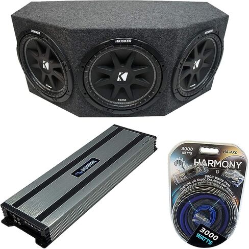 مجموعة Harmony Audio Kicker Bundle Comp C10 Triple 10 بوصة مضخم صوت محمل بقدرة 1500 وات صندوق فرعي و Harmony HA-A1500.1 Amp in Kuwait