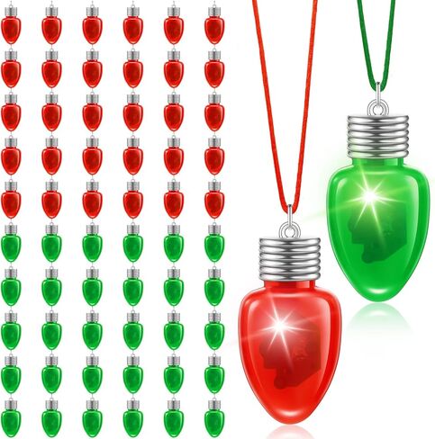 Yinkin 50 Pcs Christmas Light up Necklace for Adults Flashing Necklaces Glow Necklaces Bulk for Xmas Party Favors Stocking Stuffers Christmas Ornaments Decoration in Saudi Arabia