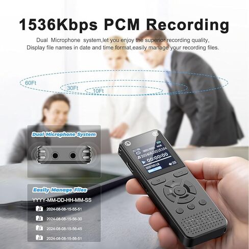 160GB Digital Voice Recorder, Portable Audio Recorder with Built-in Speaker, Voice Activated, WAV, A/B Repeat & Password Protection – Ideal for Meetings, Lectures & Interviews in Kuwait