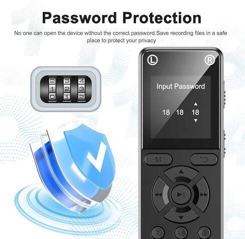 160GB Digital Voice Recorder, Portable Audio Recorder with Built-in Speaker, Voice Activated, WAV, A/B Repeat & Password Protection – Ideal for Meetings, Lectures & Interviews in Kuwait