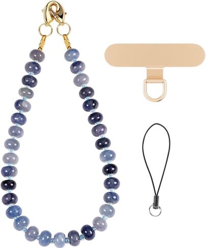 Gemstone Beaded Phone Charm Wrist Strap with Steel Cable Core Stringing, Detachable Phone Bracelet Strap with Metal Tether Tab in Saudi Arabia