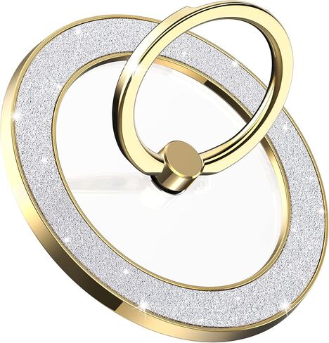 Magnetic Phone Ring Holder for MagSafe Cell Phone Grip Stand Finger Ring Stand Compatible with iPhone 17 16 15 14 13 12 Pro Max MagSafe Accessories Android. (Glitter Gold) in Saudi Arabia