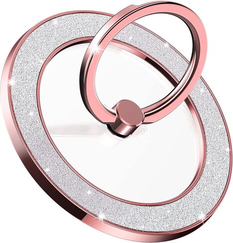 Magnetic Phone Ring Holder for MagSafe Cell Phone Grip Stand Finger Ring Stand Compatible with iPhone 17 16 15 14 13 12 Pro Max MagSafe Accessories Android. (Glitter Gold) in Saudi Arabia