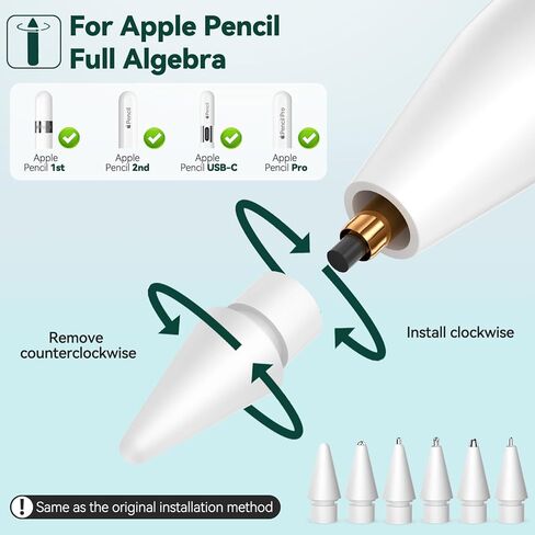 Inesore for Apple Pencil Tips Accessories,Upgraded Tips Compatible with Apple Pencil Pro/USB-C/1st Gen/2nd Generation,Multiple Options Metal Durable Nibs (6 Pack) in Saudi Arabia