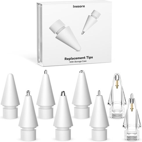 Inesore for Apple Pencil Tips Accessories,Upgraded Tips Compatible with Apple Pencil Pro/USB-C/1st Gen/2nd Generation,Multiple Options Metal Durable Nibs (6 Pack) in Saudi Arabia