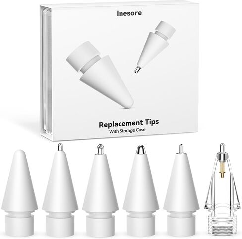Inesore for Apple Pencil Tips Accessories,Upgraded Tips Compatible with Apple Pencil Pro/USB-C/1st Gen/2nd Generation,Multiple Options Metal Durable Nibs (6 Pack) in Saudi Arabia
