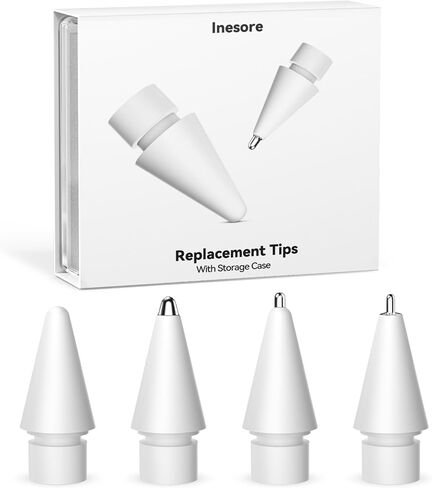 Inesore for Apple Pencil Tips Accessories,Upgraded Tips Compatible with Apple Pencil Pro/USB-C/1st Gen/2nd Generation,Multiple Options Metal Durable Nibs (6 Pack) in Saudi Arabia
