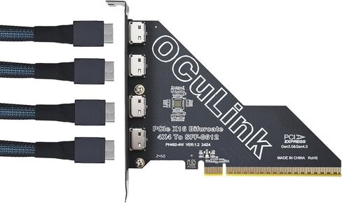 بطاقة محول PCIe 4.0 x16 إلى Oculink الخارجية SFF-8612 مع 4 كابلات Oculink بطول 1 متر in Saudi Arabia