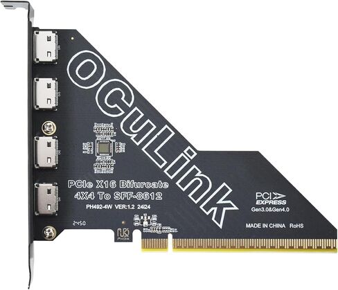 بطاقة محول PCIe 4.0 x16 إلى Oculink الخارجية SFF-8612 مع 4 كابلات Oculink بطول 1 متر in Saudi Arabia
