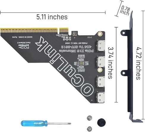 بطاقة محول PCIe 4.0 x16 إلى Oculink الخارجية SFF-8612 مع 4 كابلات Oculink بطول 1 متر in Saudi Arabia