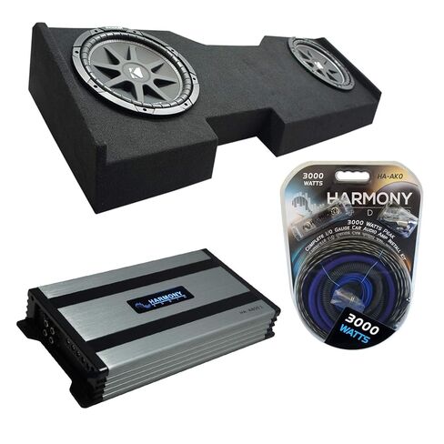 Harmony Audio HA-A800.1 متوافق مع GMC Sierra Crew Cab 2014-2018 Car Stereo Class Damp Mono 1600W Subwoofer Amplifier، 43C104 10" C10 Series Sub & GM2X10-CREW14UP Dual 10" Sub Box Subwoofer in Kuwait