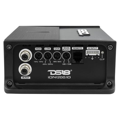 DS18 ION1200.1D مضخم صوت أحادي القناة قوي ومدمج ذو نطاق كامل 1200 وات RMS @ 1 أوم فئة D - مضخم صوت رقمي صغير للسيارة ذو قناة واحدة - متضمن التحكم في مستوى مضخم الصوت عن بعد (متجدد) in Kuwait