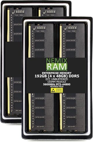 NEMIX RAM 96GB (2X48GB) DDR5 5600MHZ PC5-44800 2Rx8 1.1V CL46 288-PIN ECC مجموعة UDIMM غير مخزنة متوافقة مع اللوحة الأم ASRock Rack W680 WS in Saudi Arabia