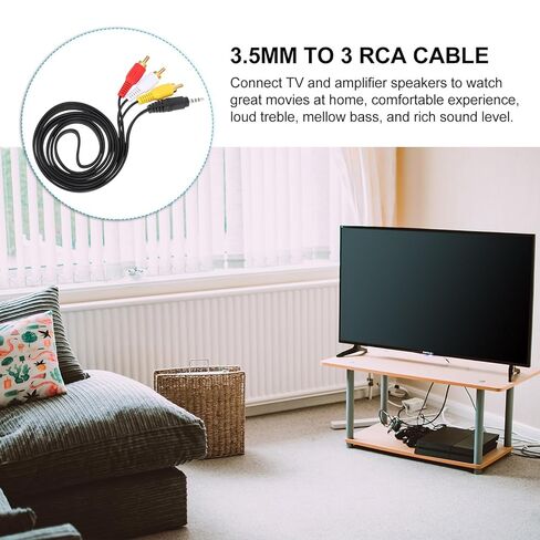 Vaguelly 2Pcs 3.5Mm to Composite AV Audio Splitter Cable 1-to-3 Copper Wire Aux Cord Adapter for Home Theater Speaker and DVD Player in Saudi Arabia