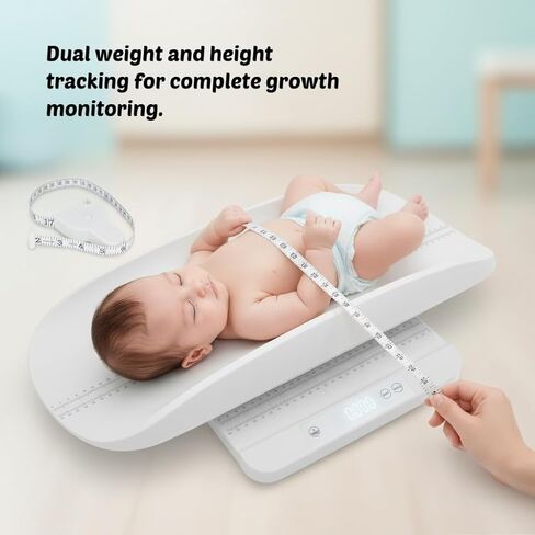 ميزان الأطفال وميزان الحيوانات الأليفة مع صينية 60 سم، مقياس رقمي 330 رطل - 150 كجم لحديثي الولادة والجرو والقطط والكلاب والبالغين، يتضمن شريط قياس، وياقة جرو وبطاقة تسجيل، وظيفة التثبيت/الفارغة، 5 تحويلات للوحدات in Kuwait
