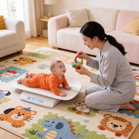 ميزان الأطفال وميزان الحيوانات الأليفة مع صينية 60 سم، مقياس رقمي 330 رطل - 150 كجم لحديثي الولادة والجرو والقطط والكلاب والبالغين، يتضمن شريط قياس، وياقة جرو وبطاقة تسجيل، وظيفة التثبيت/الفارغة، 5 تحويلات للوحدات in Kuwait