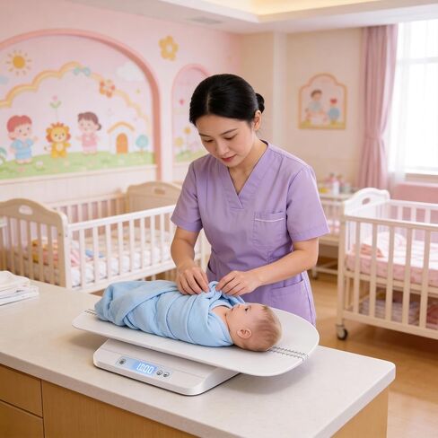 ميزان الأطفال وميزان الحيوانات الأليفة مع صينية 60 سم، مقياس رقمي 330 رطل - 150 كجم لحديثي الولادة والجرو والقطط والكلاب والبالغين، يتضمن شريط قياس، وياقة جرو وبطاقة تسجيل، وظيفة التثبيت/الفارغة، 5 تحويلات للوحدات in Kuwait