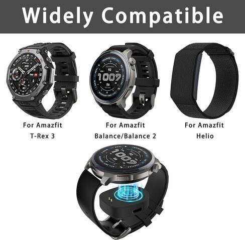 محول شاحن USB-C لـ Amazfit T-Rex 3، قاعدة شحن مطورة لتوازن Amazfit 2 / T-Rex 3 / حزام/توازن هيليو (أسود) in Kuwait