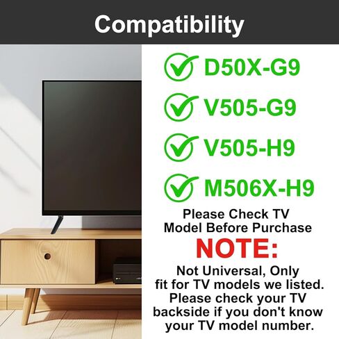 Set of 2 Sturdy TV Stand Legs – Anti-Wobble Design for Vizio 50" Class TVs – Compatible with D50X-G9/V505-G9/V505-H9/M506X-H9, Easy VESA Tabletop Mount, Includes All Screws (Black) in Kuwait