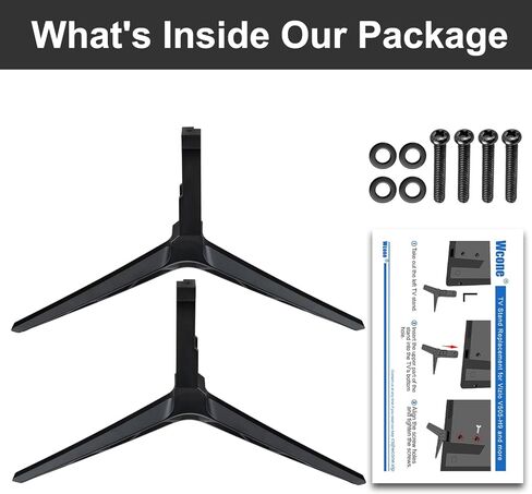 Set of 2 Sturdy TV Stand Legs – Anti-Wobble Design for Vizio 50" Class TVs – Compatible with D50X-G9/V505-G9/V505-H9/M506X-H9, Easy VESA Tabletop Mount, Includes All Screws (Black) in Kuwait
