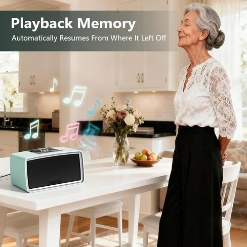 One-Button Music Player for Seniors, Simple Audiobook Player for Elderly & Dementia Patients, MP3 Player Device with 32GB TF Card, Gift for Alzheimer’s, Visually & Mobility-Impaired (Cyan) in Saudi Arabia