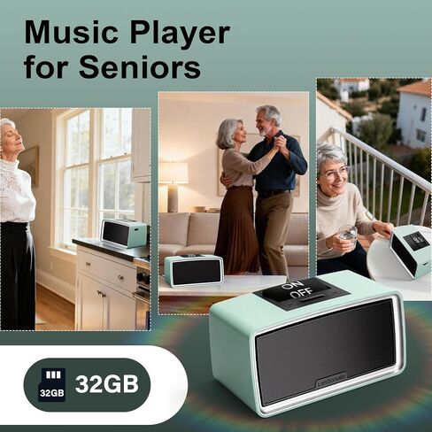 One-Button Music Player for Seniors, Simple Audiobook Player for Elderly & Dementia Patients, MP3 Player Device with 32GB TF Card, Gift for Alzheimer’s, Visually & Mobility-Impaired (Cyan) in Saudi Arabia