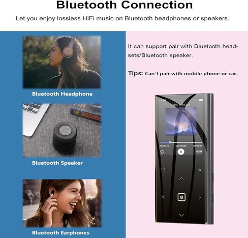 160GB MP3 Player for Kids with Bluetooth Portable Music Player 2.4" Large Screen Built-in Speaker Support Video FM Radio Voice Recorder E-Book Earphones Included in Saudi Arabia