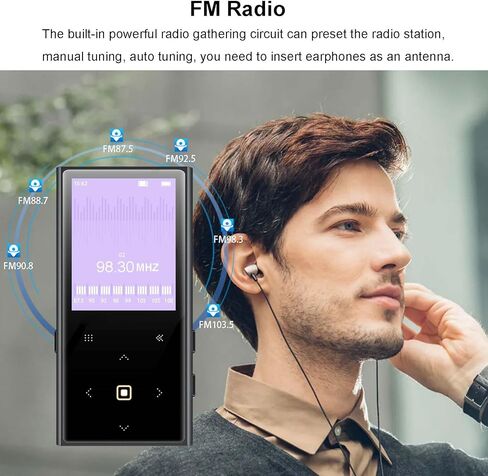 160GB MP3 Player for Kids with Bluetooth Portable Music Player 2.4" Large Screen Built-in Speaker Support Video FM Radio Voice Recorder E-Book Earphones Included in Saudi Arabia