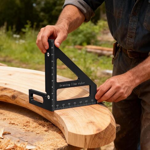 مسطرة قياس ثلاثية الأبعاد متعددة الزوايا، سبائك الألومنيوم 45 درجة/90 درجة مسطرة مثلثة منقلة مربعة، أداة خط رسم النجارة in Kuwait