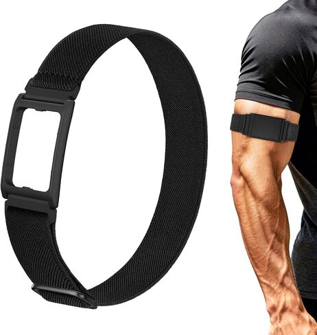 حزام مع إطار متوافق مع جهاز تتبع اللياقة البدنية Amazfit Helio Strap، عضلة ذات رأسين رياضية مرنة مع حافظة من النايلون البديل للذراع/الكاحل للنساء والرجال in Saudi Arabia