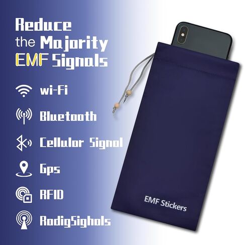 أكياس فاراداي EMF درع حماية مانع للهاتف الخلوي وحقيبة الهاتف الذكي وحقيبة حجب الإشارة لـ 5G RFID في إغلاق برباط الجيب (أزرق، قطعة واحدة) ZcarpetH in Saudi Arabia