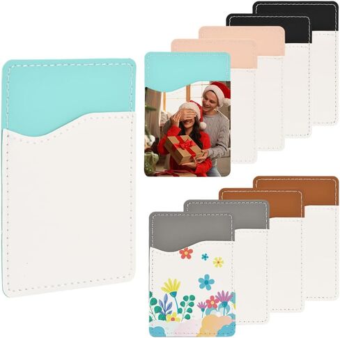 10 Pack 3.8 x 2.6 Inch Sublimation Cell Phone Wallet Adhesive Phone Card Holders Black Blank Transfer PU Leather Rectangle Card Sleeve Pockets for Cellphone Back Case Vinyl Projects DIY Decor in Saudi Arabia