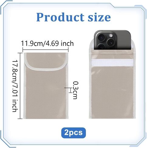 2 Pieces 17.8cm x 11.9cm EMF Blocking Shield Sleeves for Cell Phones 3mm Thick Anti-EMP Signal Blocking Bags with EMF Protection for Phone Privacy and Security in Saudi Arabia