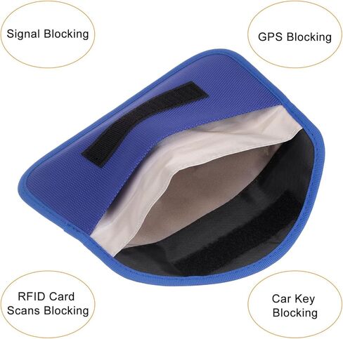 Faraday Bag, RFID Signal Blocking Pouch Wallet 7.87 Inch Anti-Tracking Anti-Theft Anti-Spying for Phone and Key Fob, Blue in Saudi Arabia