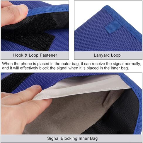 Faraday Bag, RFID Signal Blocking Pouch Wallet 7.87 Inch Anti-Tracking Anti-Theft Anti-Spying for Phone and Key Fob, Blue in Saudi Arabia