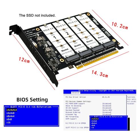 بطاقة NFHK 4X NVME M.2 NGFF SSD إلى التشعب القابل للفصل PCIE Express 5.0 Gen5 Gen4 X16 بطاقة Raid VROC Raid0 Hyper محول in Saudi Arabia