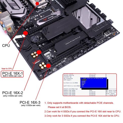 بطاقة NFHK 4X NVME M.2 NGFF SSD إلى التشعب القابل للفصل PCIE Express 5.0 Gen5 Gen4 X16 بطاقة Raid VROC Raid0 Hyper محول in Saudi Arabia