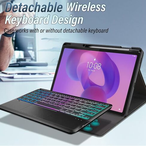 Touchpad Keyboard Case for 2025 Lenovo Idea Tab Plus 12.1 Inch/Tab K12, Wineecy 3-Zone Backlight Detachable Wireless Keyboard & Premium PU Case for 12.1" Lenovo Idea Tab Plus/Tab K12 (TB361FU/TB361ZU) in Saudi Arabia