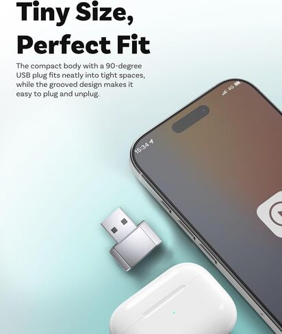 محول OTTOCAST USB-C Mini 3.0 اللاسلكي CarPlay & Android Auto - لهاتف Apple iPhone/Android Phone، دونجل بلوتوث لاسلكي متعدد المستخدمين 2 في 1 من النوع C، للسيارات المزودة بسلك CarPlay/Android Auto (فضي) in Saudi Arabia