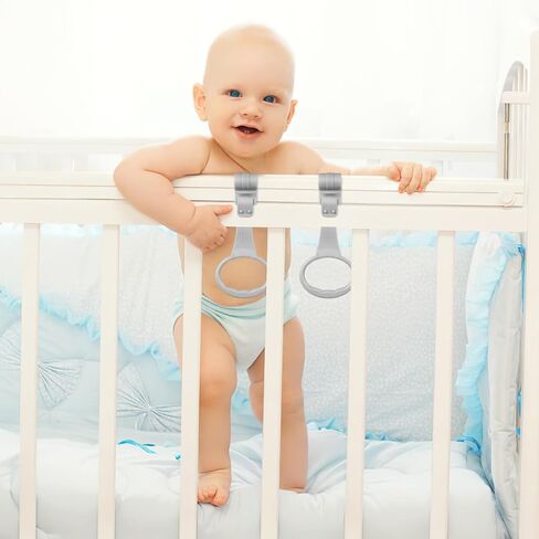SAFIGLE قطعتان من حلقات سحب روضة الأطفال: حلقات سحب لأعلى لقلم اللعب، مساعد تمارين مشي الطفل - ملحقات حلقة تعليق روضة الأطفال للمساعدة في الوقوف على أداة تدريب المشي لحديثي الولادة (رمادي) in Saudi Arabia