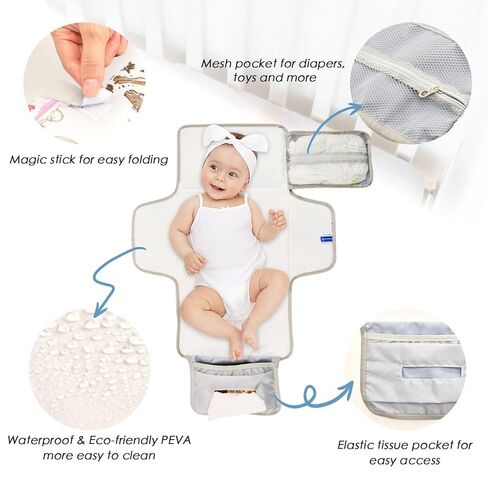 وسادة تغيير حفاضات محمولة للطفل - سجادة تغيير حفاضات روديو لطيفة مضادة للماء لراعية البقر، وسادة تغيير حفاضات للسفر مع وسادة مدمجة - هدية استحمام للطفل in Kuwait