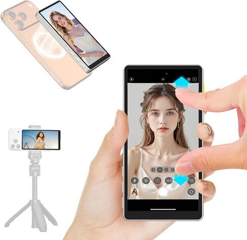 Newmowa 5" Magnetic Vlog Selfie Monitor Screen,Touchscreen and Zoom Focus,Built-in Speaker,Direct Connection,4K 30fps Wireless Monitor for TikTok,Compatible with iPhone 11-17,Samsung S23-S25(Grey) in Saudi Arabia
