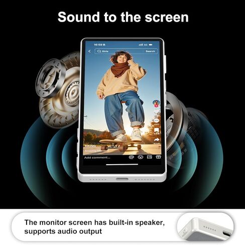 Newmowa 5" Magnetic Vlog Selfie Monitor Screen,Touchscreen and Zoom Focus,Built-in Speaker,Direct Connection,4K 30fps Wireless Monitor for TikTok,Compatible with iPhone 11-17,Samsung S23-S25(Grey) in Saudi Arabia