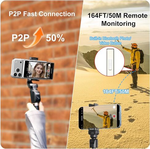 Newmowa 5" Magnetic Vlog Selfie Monitor Screen,Touchscreen and Zoom Focus,Built-in Speaker,Direct Connection,4K 30fps Wireless Monitor for TikTok,Compatible with iPhone 11-17,Samsung S23-S25(Grey) in Saudi Arabia