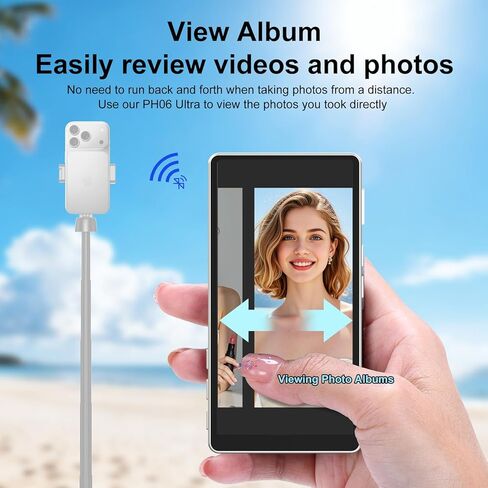 Newmowa 5" Magnetic Vlog Selfie Monitor Screen,Touchscreen and Zoom Focus,Built-in Speaker,Direct Connection,4K 30fps Wireless Monitor for TikTok,Compatible with iPhone 11-17,Samsung S23-S25(Grey) in Saudi Arabia