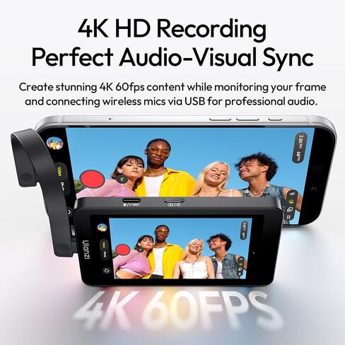 ULANZI VM1 MagSafe Selfie Monitor with Real-Time 4K 60fps Preview, 3.97" HD Screen for iPhone Vlogging, Plug & Play for Live Streaming & Rear Camera Recording, for iPhone/Android in Saudi Arabia