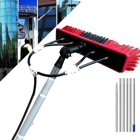 4M Telescopic Water Fed Cleaning Brush 180° Rotatable Head for Windows Solar Panels & Outdoor Use Ideal for High Reach Cleaning White in Kuwait