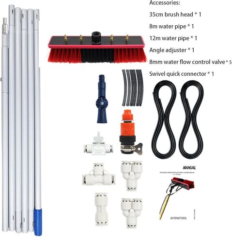 4M Telescopic Water Fed Cleaning Brush 180° Rotatable Head for Windows Solar Panels & Outdoor Use Ideal for High Reach Cleaning White in Saudi Arabia