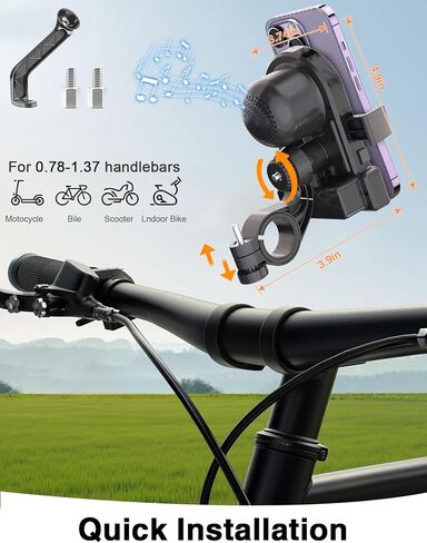 Bike Phone Holder with Speaker 2-in-1 Wireless Cycling Speaker Mount IP44 Waterproof Rating 2000mAH Battery Outdoor Cycling Music Companion Compatible with Apple/Android (4.7-6.7in) in Kuwait