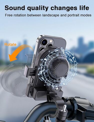 Bike Phone Holder with Speaker 2-in-1 Wireless Cycling Speaker Mount IP44 Waterproof Rating 2000mAH Battery Outdoor Cycling Music Companion Compatible with Apple/Android (4.7-6.7in) in Kuwait